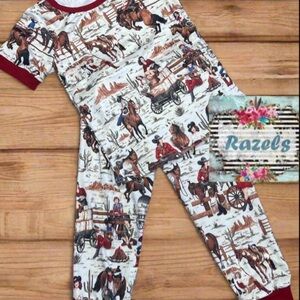 Vintage Cowgirl Pajamas, Retro Cowgirl Print, Mom and Me Pajamas